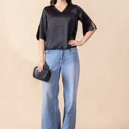 all about you Bell Sleeve Satin Top image 3