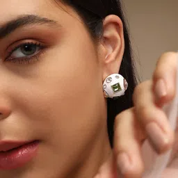 DressBerry Gold-Plated Artificial Stones Studded Circular Shaped Studs image 2