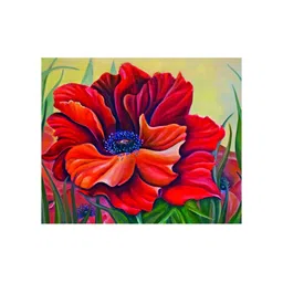 Inephos Red & Blue Floral and Botanical Hibiscus Canvas Wall Art-picture-17