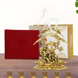 INTERNATIONAL GIFT Gold Plated 7 Pieces Radha Krishna With 6 Diya Religious Idol Showpiece-image-58