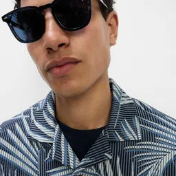 Marks & Spencer Men Plain Leaf Printed Jacquard Casual Shirt image 3