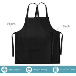 HOMESTIC Black Cotton Waterproof Apron With Front Pocket image 2