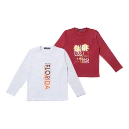 NeuVin Kids Pack Of 2 Typography Printed Round Neck T-shirts-image-95