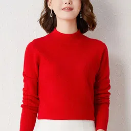 Outzidr Women High Neck Long Sleeves Pullover Sweater image 1