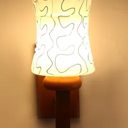 1ST TIME Black & White Printed Wood Contemporary Frustum Shaped Wall Lamp-picture-10