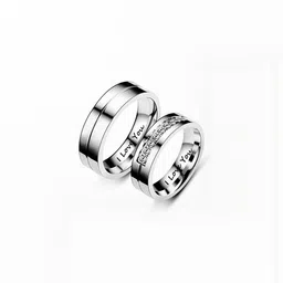 Moneekar Jewels Unisex Set of 2 Stainless Steel Couple Finger Rings-image-90
