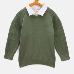 JWAAQ Kids Graphic Embroidered Shirt Collar Cotton Pullover-picture-10