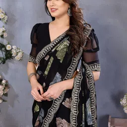 all about you Floral Sequinned Pure Georgette Saree image 2