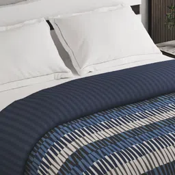 Home Centre Blue & White Geometric Printed Double Bed Comforter image 4