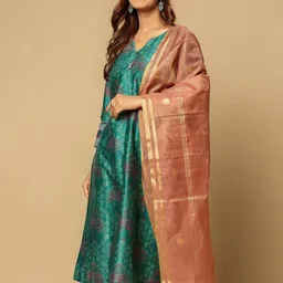 Fabindia Polka Dots Woven Design Zari Work Cotton Silk Chanderi Dupatta image 2