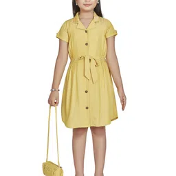 Peppermint Kids-Girls Shirt Dress With Waist Tie-Ups-image-28
