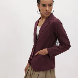 R.Code by The Roadster Life Co. Heathered Pure Cotton Single-Breasted Semi-Formal Blazer image 4