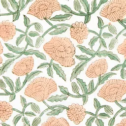 Fabindia Standalone 6-Pcs Orange & Green Printed Cotton Table Napkins image 4