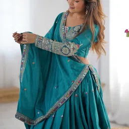 DREAM EXPORTER Embellished Mirror Work Ready to Wear Lehenga & Blouse With Dupatta image 2