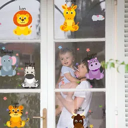 INDIAN ROYALS Yellow & Purple Jungle ZooPrinted Self-Adhesive & Durable Wall Sticker image 5