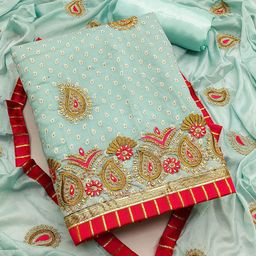 SAINOOR Embroidered Pure Cotton Semi-Stitched Dress Material-picture-12