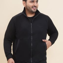 John Pride Men Plus Size Solid Mock Collar Pure Cotton Sweatshirt-picture-41