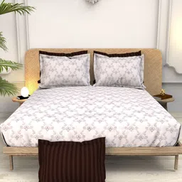 THE WHITE MOSS Christe White Printed 220 TC Cotton King Bedsheet Set-2.75 m x 2.50 m image 5