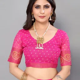 Lookmark Bandhani Printed Saree with Blouse Piece image 4