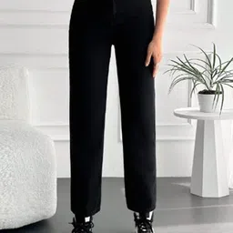 Metronaut Women Mid Rise Straight Fit No Fade Clean Look Comfort Stretchable Jeans-image-14
