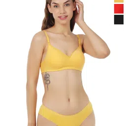 Liigne Women Pack Of 3 Everyday Non Padded Bra Pure Cotton Lingerie Set-picture-29