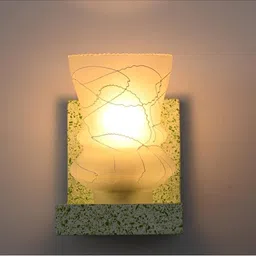 1ST TIME White & Green Textured Wood Abstract Shaped Shaped Wall Lamp image 2