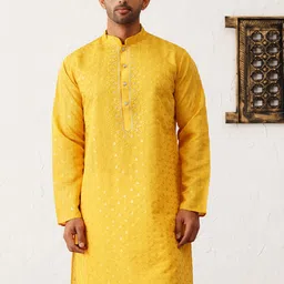 Jompers Men Floral Embroidered Sequinned Floral Kurta-picture-39