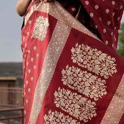 CANIZZARO Ethnic Motifs Zari Silk Blend Heavy Work Banarasi Saree image 5