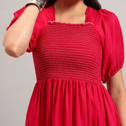 Raiyani Enterprise Square Neck Puff Sleeves Fit and Flare Maxi Dresses image 2