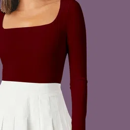 Maheshvi Women Solid Square Neck Long Sleeves Top image 5