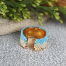 Threads & Beads Gold-Plated Beach Beaded Adjustable Finger Ring image 4