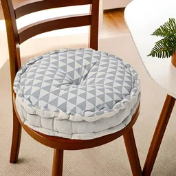 Myntra Elegant Homes Grey Triangle Printed Cotton Round Sitting Chair Cushion Pad-picture-15