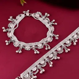 Silvermerc Designs Silver-Plated Artificial Stones Studded Anklet-picture-27