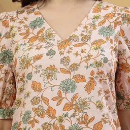 Anouk Women Floral Printed Regular Pure Cotton Kurta with Trousers image 5