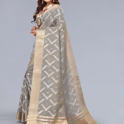 NEGRONI Woven Design Zari Pure Linen Saree image 4