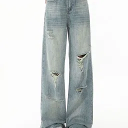 LULU & SKY Women Wide Leg High-Rise Highly Distressed Heavy Fade Jeans-picture-19