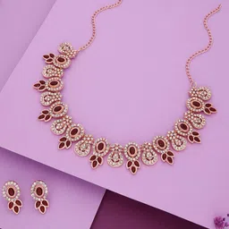Anouk Gold-Plated Artificial Stone-Studded Necklace And Earrings image 5