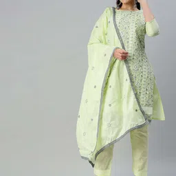 SAINOOR Embroidered Pure Cotton Semi-Stitched Dress Material-picture-35