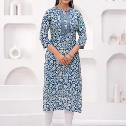 Khalish Women Navy Blue Cotton Kurtas-picture-27