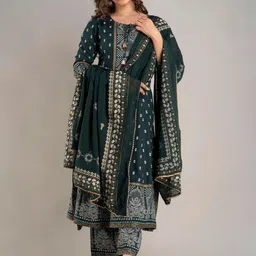 TOP 2 BOTTOM Women Floral Printed Regular Kurta with Palazzos & With Dupatta image 4