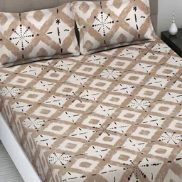 Myntra Elegant Homes Brown Printed 300 TC King Size Fitted Bedsheet Set 2.50 m x 2.25 m image 4