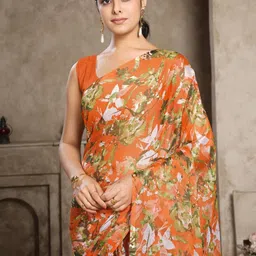 Garden Vareli Abstract Printed Pure Chiffon Saree image 4