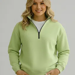 GLITO X Mock Collar Long Sleeves Fleece Ribbed Pullover Sweatshirt-image-10