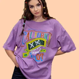 Christy World Typography Printed Round Neck Drop-Shoulder Sleeves Oversized T-shirt-picture-20