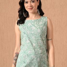 Anouk Rustic Women Floral Printed Boat Neck Pure Cotton Short Kurti-picture-28