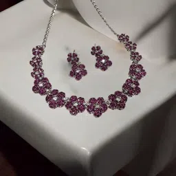 Women Click Rhodium-Plated Stone-Studded Jewellery Set-picture-36