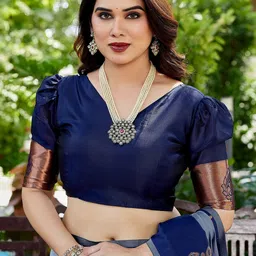 KALINI Woven Design Zari Silk Cotton Handloom Banarasi Saree image 4