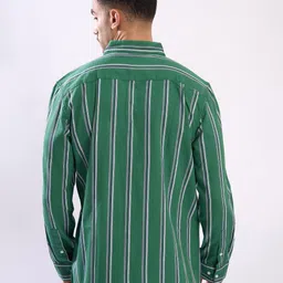 IVOC Men Relaxed Fit Vertical Striped Spread Collar Cotton Casual Shirt image 5