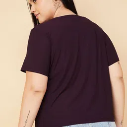 max Women Self Design Round Neck T-shirt image 4