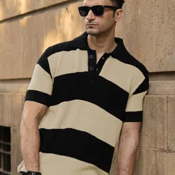 Powerlook Men Colourblocked Polo Collar Cotton Slim Fit T-shirt-picture-26